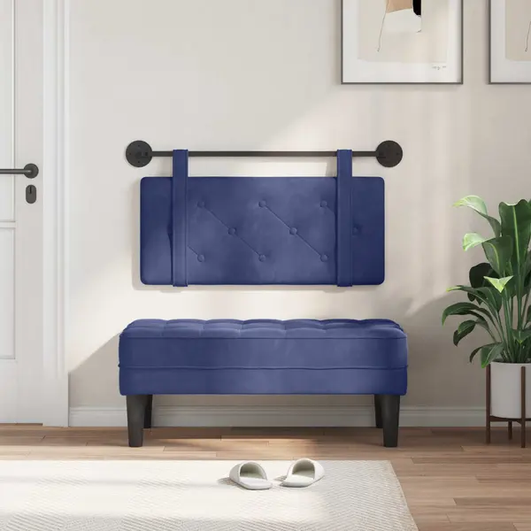 VidaXL Hängevorderseite Wandmontiert Polizeiblau 100 X 55 X 5 Cm Samt, Moderner Rechteckiger Wand-Headboard Aus Samt, Bezogen Mit Bändern, thumbnail