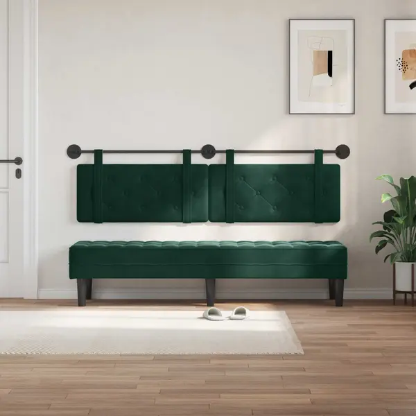 VidaXL Hängevorderseite Wandmontiert Dunkelgrün 170 X 55 X 5 Cm Samt, Moderner Rechteckiger Wand-Headboard Aus Samt, Bezogen Mit Bändern, thumbnail