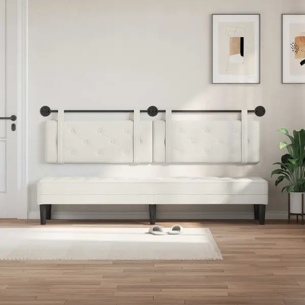 VidaXL Hängevorderseite Wandmontiert Weiß 210 X 55 X 5 Cm Kunstleder, Modernes Schlafzimmer, Rechteckiges Wandkopfteil, Gepolsterte Rückenlehne, thumbnail