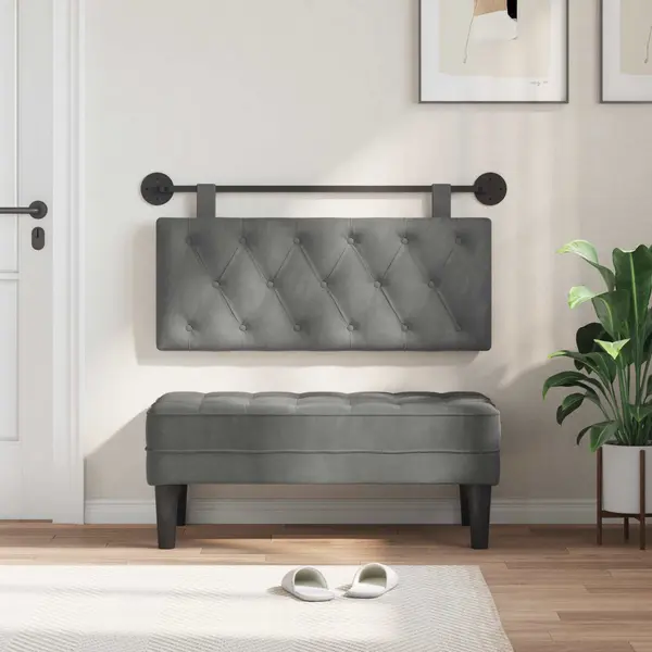 VidaXL Hängevorderseite Wandmontiert Dunkelgrau 110 X 55 X 7 Cm Samt, Schlafzimmer, Modernes Wand-Kopfteil, Rechteckig Mit Samtbezug, Gesteppt, thumbnail