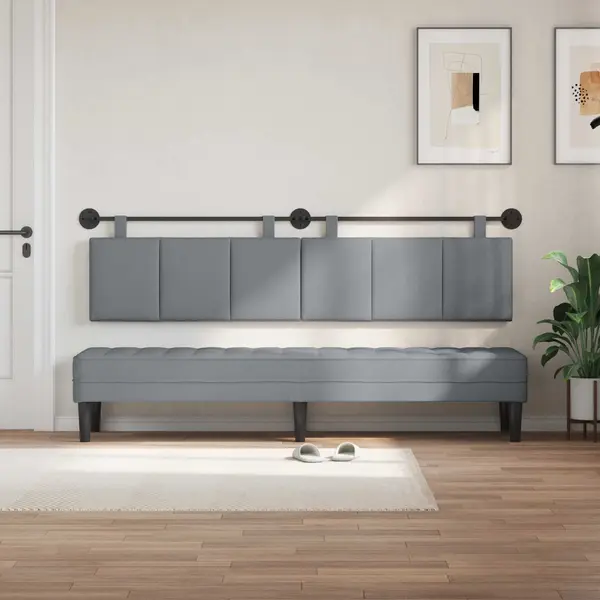 VidaXL Hängevorderseite Wandmontiert Hellgrau 210 X 55 X 5 Cm Stoff, Wanddeko Fürs Schlafzimmer, Modernes Hängendes Kopfteil, Gepolsterte thumbnail