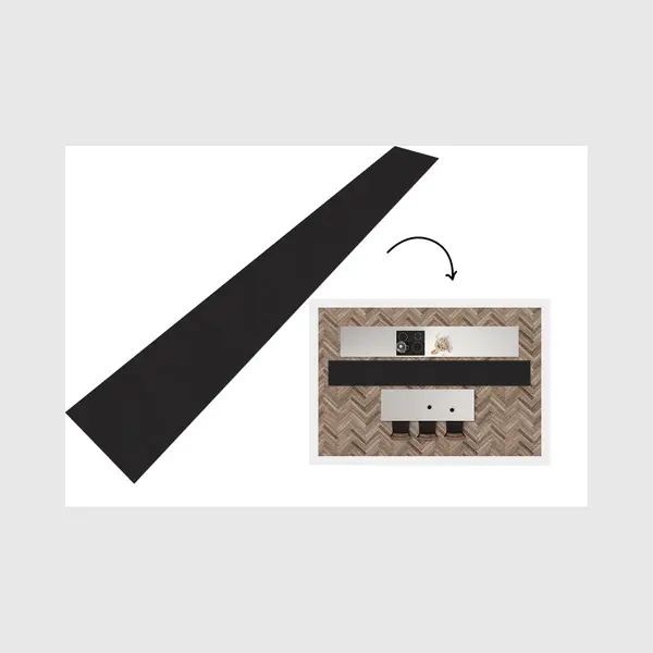 KitchenYeah Keukenloper 400x50 Cm - Keukenmat Vinyl Plank - Zwart - Patronen - Keukenmatten Loper - Keuken Vloerkleed Tapijt thumbnail