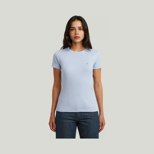 G-Star Slim Rib T-Shirt - Hellblau - Damen thumbnail