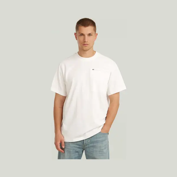 G-Star Distressed Zip Pocket T-Shirt - Weiß - Herren thumbnail