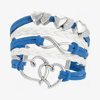 Nuvex Blauw Witte Armband Met Hartjes & Infinity Symbool – Gevlochten Vriendschapsarmband Voor Dames