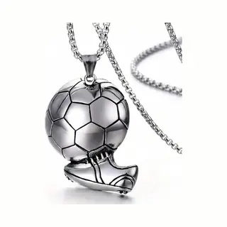 Nuvex Zilverkleurige Ketting Met Voetbal En Schoen Hanger – Schakelketting Voor Heren – Sportief Design