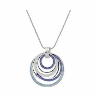 Nuvex Zilverkleurige Ketting Met Blauwe En Paarse Ronde Hanger – Ketting Voor Dames – Abstract Design – Ketting Met Hanger