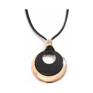 Nuvex Zwart-goudkleurige Ketting Voor Dames Met Ronde Hanger – Koordketting Met Modern Halvemaanontwerp – Ketting Met Hanger