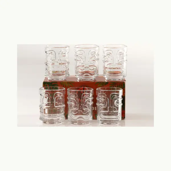 Tiki Shot Glazen - Borrelglaasjes - Shot Glaasjes - Tiki - Shotglazen Glas - Drink Glas - Shotglaasjes - 6 Stuks - Tiki Decoratie - Cave & Garden thumbnail