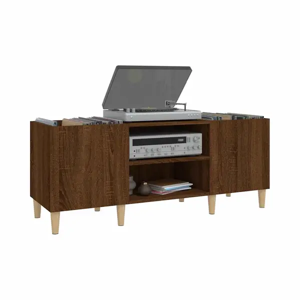 GranMaison Platenspeler Meubel - Lp-kast - Platenspelerkast - Draaitafelstandaard - Platenspelerstandaard - Vintage Displayplank - Bruin thumbnail