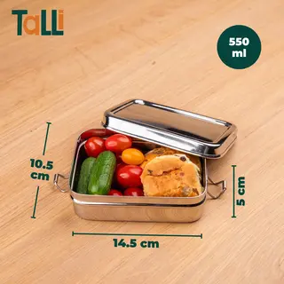 Tallishop Rvs Lunchbox Vierkant (Small) - Broodtrommel - Lunchbox - Brooddoos - Lunchbox Voor Kinderen - Lunchtrommel - Naar School
