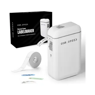 Cor.Speed - Labelprinter Met Bluetooth - Verbinding Met Smartphone - Labelmaker - Inclusief 1 Rol Tape