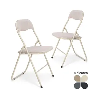 Trendy Meije Nova Klapstoelen - Set Van 2 - Vouwstoelen - Linnen - Eettafelstoelen - Opklapbare Stoelen - 80x44x47 Cm - Stoelen - Linnen - Beige
