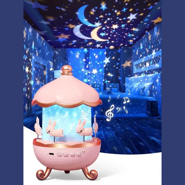 Sercano Kinder Projectorlamp – 8 Ingebouwde Muziek & 6 Thema’s Films – Stil 360° Rotatie – Schattig Cadeau & Kamerdecoratie thumbnail