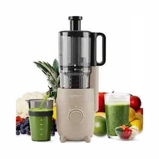 Safecourt Kitchen Slow Juicer - Krachtige Motor [Pre-cutter & Cold-press Technologie] - Eenvoudige Reiniging - Bpa-vrij - Sapcentrifuge Beige