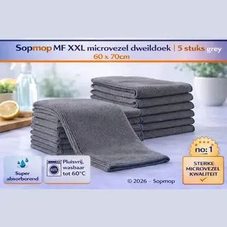 Sopmop Microvezel Dweil Doek Mf Xxl Grey 5 Stuks - Zware Professionele Kwaliteit - 60 X 70cm