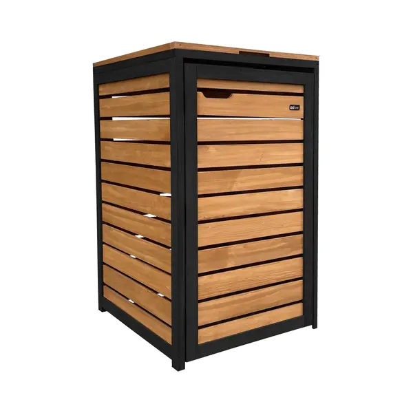 Axi Lex Houten Containerombouw Bruin/Zwart – Kliko Ombouw Voor 1 Afvalcontainer – Max. 240L – Goede Ventilatie thumbnail