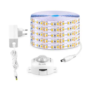 Tovbmup Led Lichtstrip - Met Bewegingssensor - Geschikt Voor Kledingkasten, Keukens, Woonkamers, Slaapkamers En Trappenhuizen - 5 M - Warm Wit