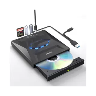 Kraftverdia Draagbaar Extern Station - Cd-lezer - Dvd-speler Schijfbrander - Hub 5in1 Usb-C 3.0 Sd/Micro Sd-kaartlezer - Plug & Play External Voor Mac Os, Laptop,