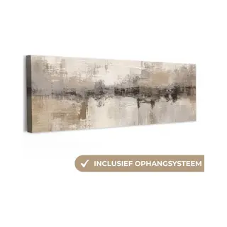 OneMillionCanvasses Canvas Schilderij 150x50 Cm - Wanddecoratie Moderne Kunst - Abstract - Beige - Muurdecoratie Woonkamer - Slaapkamer Decoratie - Kamer Accessoires -