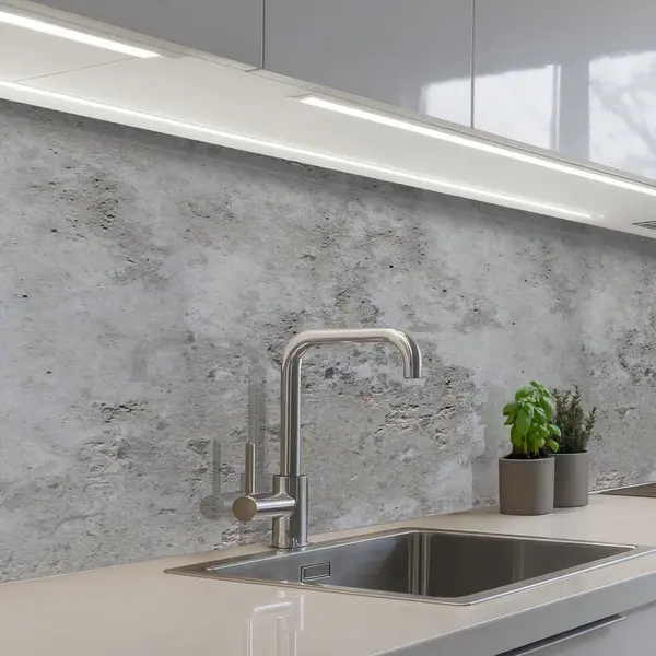 KitchenYeah Keuken Achterwand 150x60 Cm - Spatscherm Zelfklevend Patroon - Grijs - Oud - Beton Print - Muurbeschermer - Spatwand Fornuis thumbnail