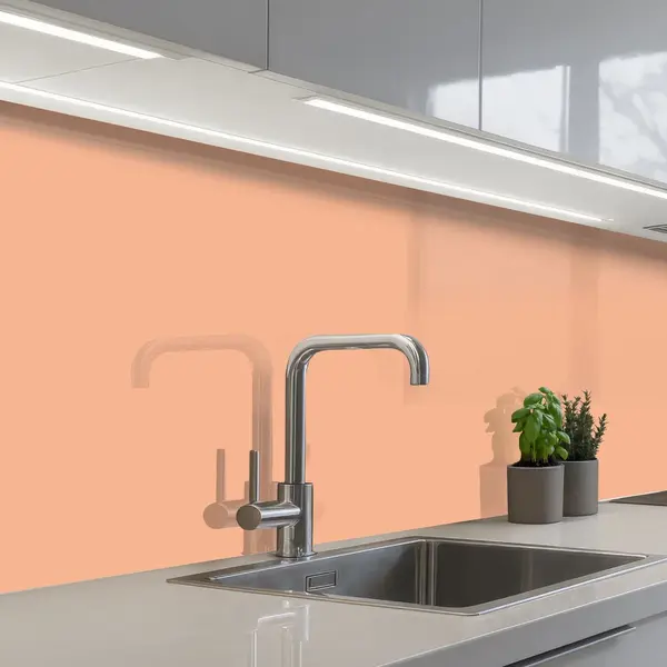 KitchenYeah Keuken Achterwand 250x80 Cm - Spatscherm Zelfklevend Abrikoos - Roze - Pastel - Effen - Kleur - Muurbeschermer - Spatwand Fornuis thumbnail