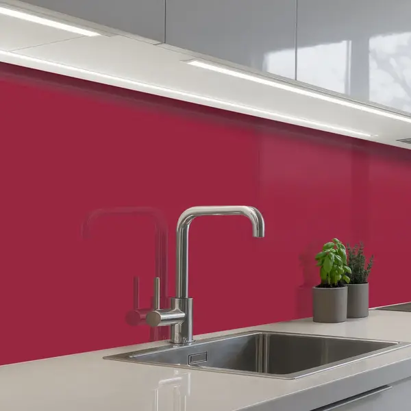 KitchenYeah Keuken Achterwand 400x80 Cm - Spatscherm Zelfklevend Rood - Effen Kleur - Muurbeschermer - Spatwand Fornuis thumbnail