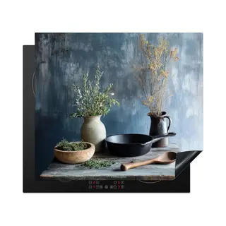 KitchenYeah® Inductie Beschermer 58.3x51.3 Cm - Stilleven - Kruiden - Rustiek - Kookplaataccessoires - Afdekplaat Voor Kookplaat - Inductiebeschermer