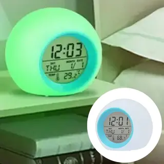 Qttvbtna Kinderwekker - Kleurveranderende Nachtlamp - Abs Veilig Materiaal - Wekker Met Temperatuur Display - Voor Slaapkamer - Jongens En Meisjes -