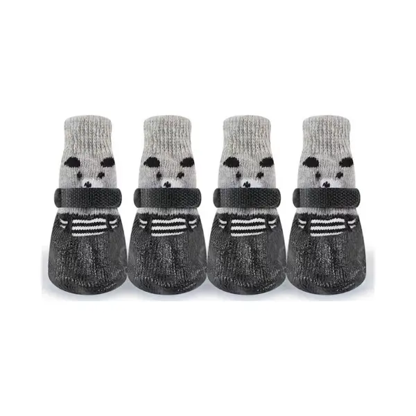 Longziming -4 Stuks Hondensokken Met Antislip – Zacht & Ademend – Waterdichte Rubberzool – Verstelbare Pasvorm – Pootbescherming Voor Binnen thumbnail