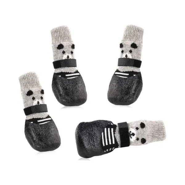 Longziming -4 Stuks Hondensokken Met Antislip – Zacht & Ademend – Waterdichte Rubberzool – Verstelbare Pasvorm – Pootbescherming Voor Binnen thumbnail