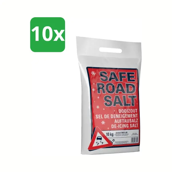 SaferoadSalt Strooizout En Dooizout 10 Kg – Dooizout Voor Gladheidsbestrijding – Lichte Verpakking – 10 Kg - Zout Voor Op De Weg - Voordeelverpakking - 10 thumbnail