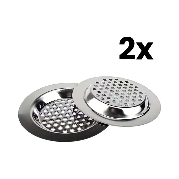 Goodli 2x Rvs Gootsteen Zeef - 7, 5 Cm - Universele Gootsteenstop Voor Keukenafvoer - Roestvrijstaal Filter Tegen Verstopping - Afvoerstop - Geschikt Voor thumbnail