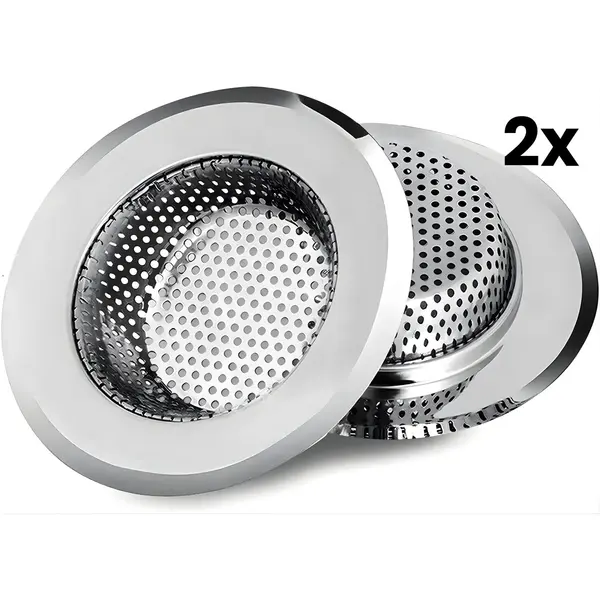 Goodli 2x Rvs Gootsteen Zeef - 11, 4 Cm - Universele Gootsteenstop Voor Keukenafvoer - Roestvrijstaal Filter Tegen Verstopping - Afvoerstop - Geschikt Voor thumbnail