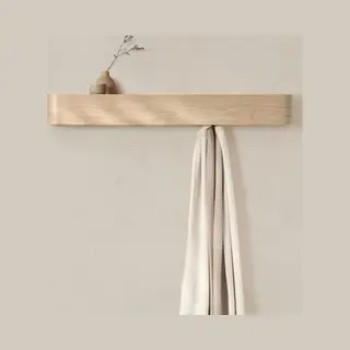 PromoHome Moderne Kapstok Met Verborgen Wandhaken - 8 Robuuste Rvs Haken - Scandinavisch Design Eikenhout "Eiken Licht"