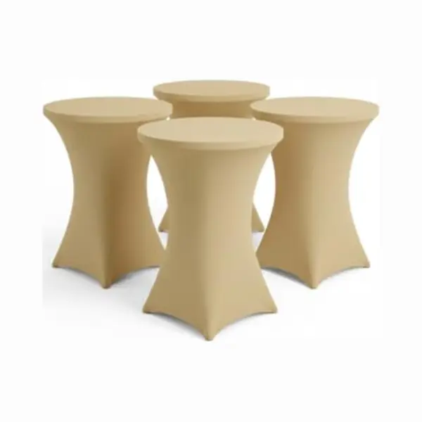 Brasq Statafelrok Goud - ∅80-74 X110 Cm - Set Van 4 - Statafelhoes - Stretch Rok - Tafelrok Voor Statafel thumbnail