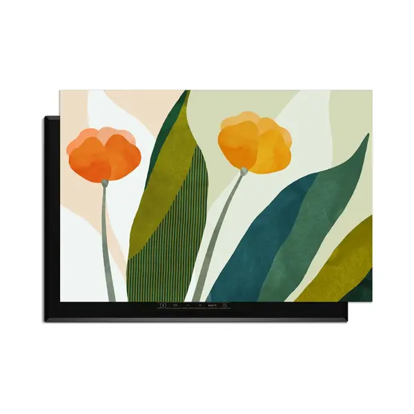 KitchenArt - Sunset Blooms - Inductie Beschermer - 81.2x52.7 Cm - Kookplaat Beschermer - Luxe Afdekplaat Inductieplaat - Anti-slip & Oprolbaar - thumbnail