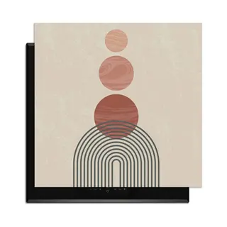 KitchenArt - Zen Circles – Japandi Inductie Beschermer - 59x52 Cm - Kookplaat Beschermer - Luxe Afdekplaat Inductieplaat - Anti-slip & Oprolbaar -