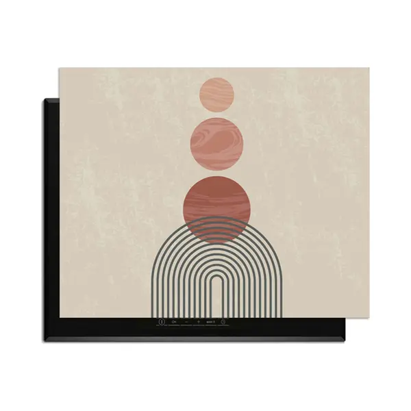 KitchenArt - Zen Circles – Japandi Inductie Beschermer - 77x51 Cm - Kookplaat Beschermer - Luxe Afdekplaat Inductieplaat - Anti-slip & Oprolbaar - thumbnail