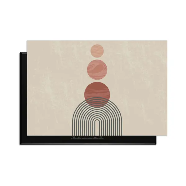 KitchenArt - Zen Circles – Japandi Inductie Beschermer - 90x50 Cm - Kookplaat Beschermer - Luxe Afdekplaat Inductieplaat - Anti-slip & Oprolbaar - thumbnail