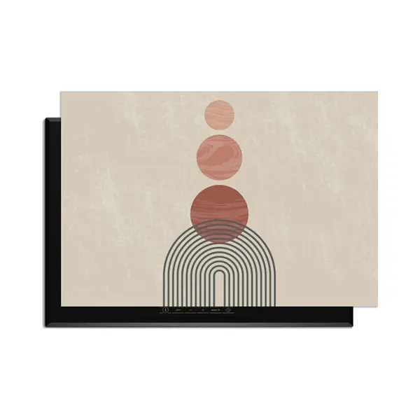KitchenArt - Zen Circles – Japandi Inductie Beschermer - 91.6x52.7 Cm - Kookplaat Beschermer - Luxe Afdekplaat Inductieplaat - Anti-slip & Oprolbaar thumbnail