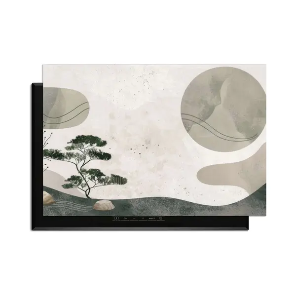 KitchenArt - Zen Pine – Japandi Inductie Beschermer - 90x52 Cm - Kookplaat Beschermer - Luxe Afdekplaat Inductieplaat - Anti-slip & Oprolbaar - thumbnail