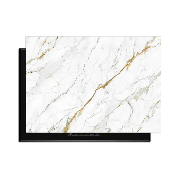KitchenArt - Calacatta Gold - Inductie Beschermer - 83x51.5 Cm - Kookplaat Beschermer - Luxe Afdekplaat Inductieplaat - Anti-slip & Oprolbaar - thumbnail