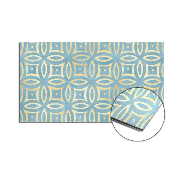 KitchenArt - KitchenArt - Petal Illusion Blue Spatscherm - 70x30 Cm - Kookplaat Beschermer - Luxe Afdekplaat Inductieplaat - Anti-slip & Oprolbaar - thumbnail