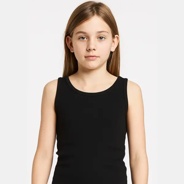 Beeren Comfort Katoen Meisjes Hemdje Brede Band - Meisjes Singlet Katoen - 176 - Zwart thumbnail