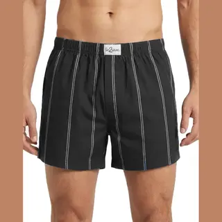Funderwear-Fun2wear Wijde Heren Boxershort Krijtstreep - Katoenen Losse Boxershort Met Gulp - Xxxl - Zwart