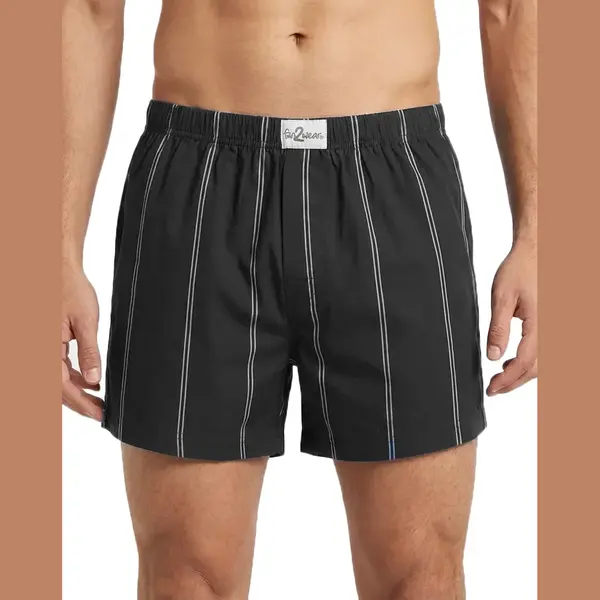 Funderwear-Fun2wear Wijde Heren Boxershort Krijtstreep - Katoenen Losse Boxershort Met Gulp - Xxxl - Zwart thumbnail