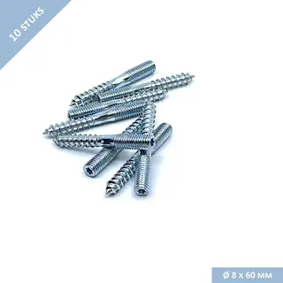 Ufast Stokeind M8 X 60 Mm - Torx Aandraaimogelijkheid - Verzinkt - 10 Stuks