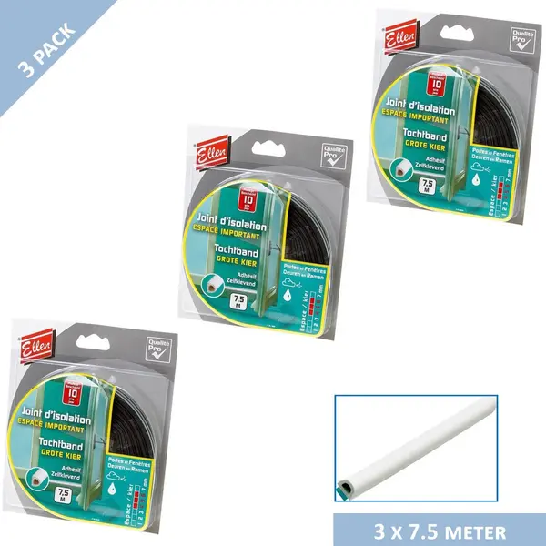 Ellen Tochtband - D-profiel - 8 X 6 Mm - 22, 5 Mtr - Wit thumbnail