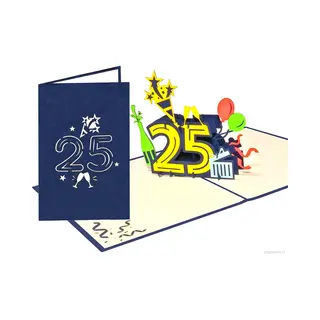 Popcards.nl Popcards Popupkaarten – Jubileum 25 Jaar - Verjaardag 25 Jaar Happy Birthday Felicitatie Pop-up Kaart 3D Wenskaart